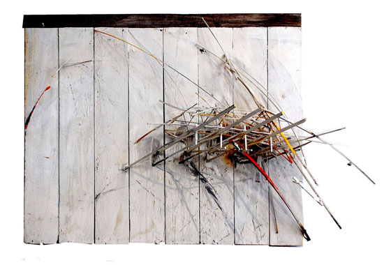 Rhythmus - I, 1993, Eisen auf Holz,97 x 141 cm